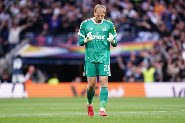Newcastle United goalkeeper Lukas Hornicek celebrates 0-2 lead during the Premier League match Tottenham Hotspur vs Newcastle Untied at Tottenham Hotspur Stadium, London, United Kingdom on 29 August 2026

(Photo by Harvey Murphy/News Images)