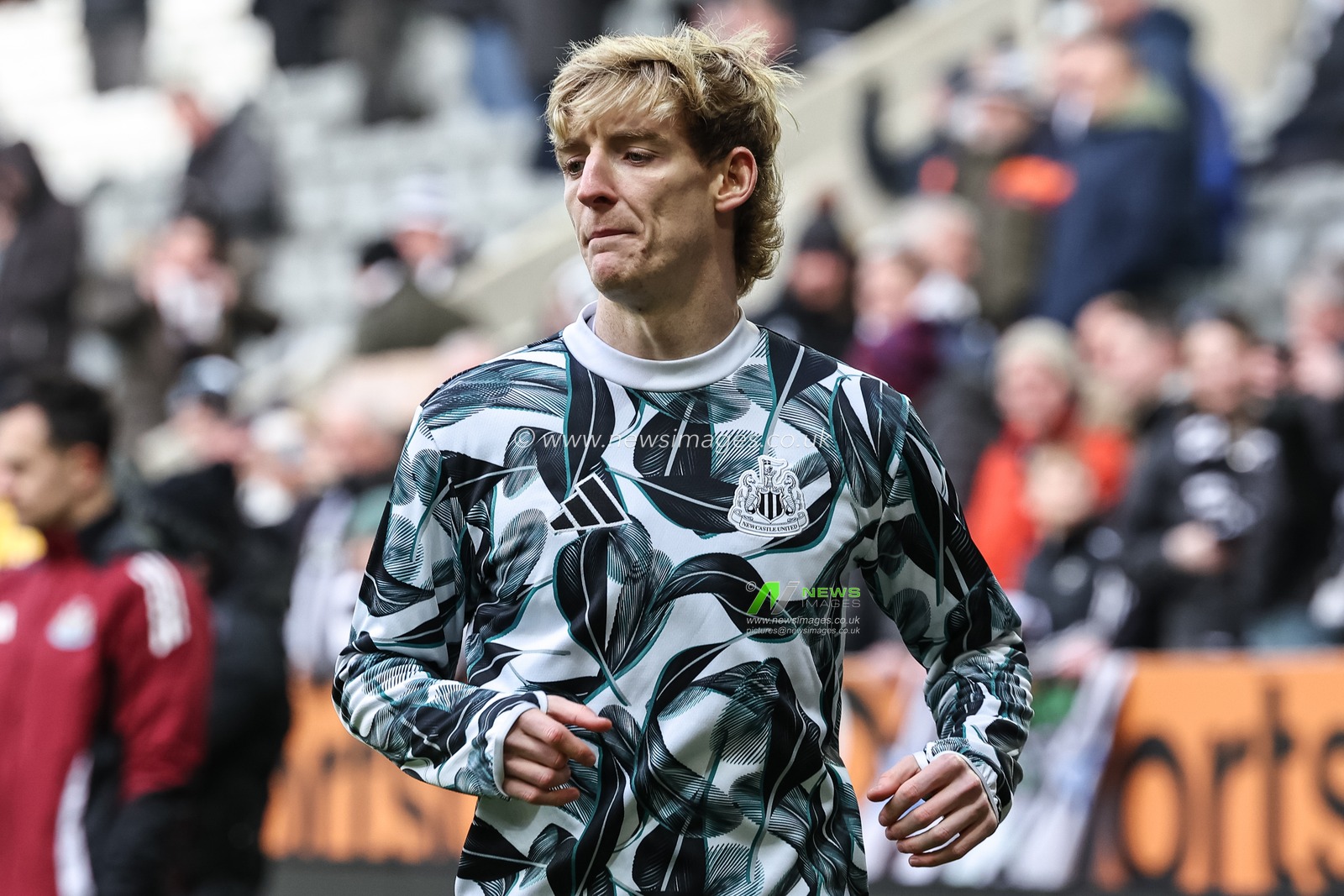 Anthony Gordon of Newcastle United in the pregame warmup session during the Premier League match Newcastle United vs Bournemouth at St. James's Park, Newcastle, United Kingdom, 18th January 2025

(Photo by Mark Cosgrove/News Images)