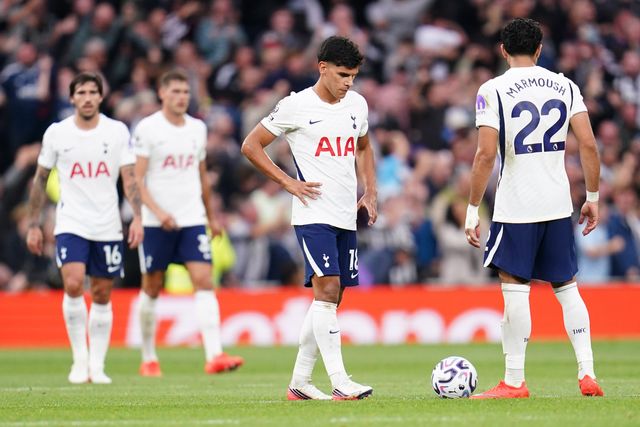 Tottenham players as Newcastle lead 0-1 during the Premier League match Tottenham Hotspur vs Newcastle Untied at Tottenham Hotspur Stadium, London, United Kingdom on 29 August 2026

(Photo by Harvey Murphy/News Images)
