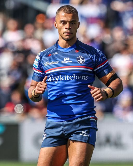 Corey Hall of Wakefield Trinity during the Betfred Super League round 8 match Wakefield Trinity vs Bradford Bulls at DIY Kitchens Stadium, Wakefield, United Kingdom on 18 April 2026

(Photo by Alfie Cosgrove/News Images)