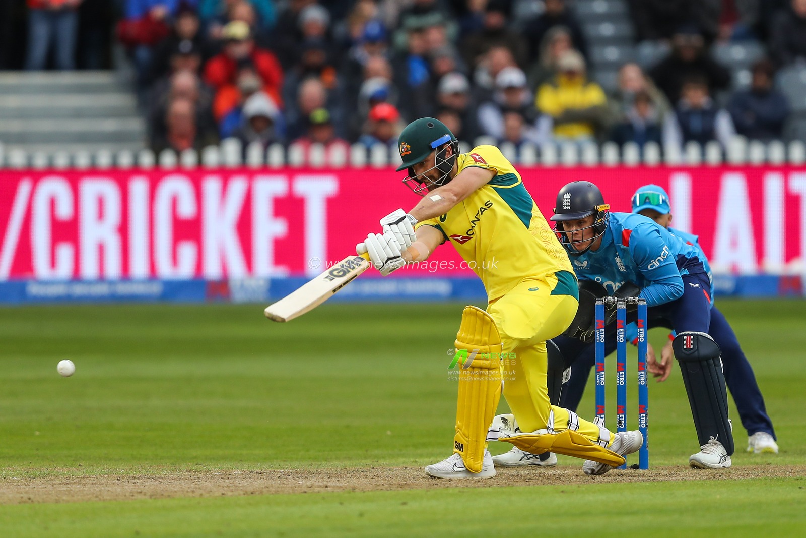 Matthew Short of Australia plays a defensive shot during the Fifth Metro Bank One Day International match England vs Australia at Seat Unique Stadium, Bristol, United Kingdom, 29th September 2024

(Photo by Gareth Evans/News Images)