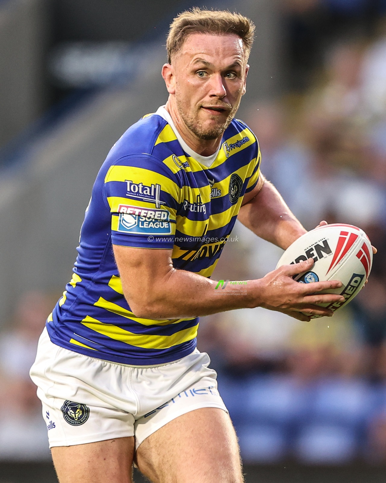 Ben Currie of Warrington Wolves during the Betfred Super League round 23 match Warrington Wolves vs York Knights at The Halliwell Jones Stadium, Warrington, United Kingdom on 13 August 2026

(Photo by Alfie Cosgrove/News Images)