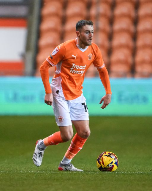 Elliot Embleton of Blackpool makes a break with the ball during the Vertu Trophy match Blackpool vs Aston Villa U21 at Bloomfield Road, Blackpool, United Kingdom, 17th December 2024

(Photo by Craig Thomas/News Images)