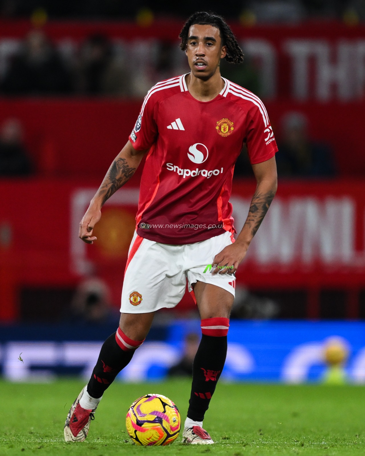 Leny Yoro of Manchester United in action during the Premier League match Manchester United vs Newcastle United at Old Trafford, Manchester, United Kingdom, 30th December 2024

(Photo by Craig Thomas/News Images)