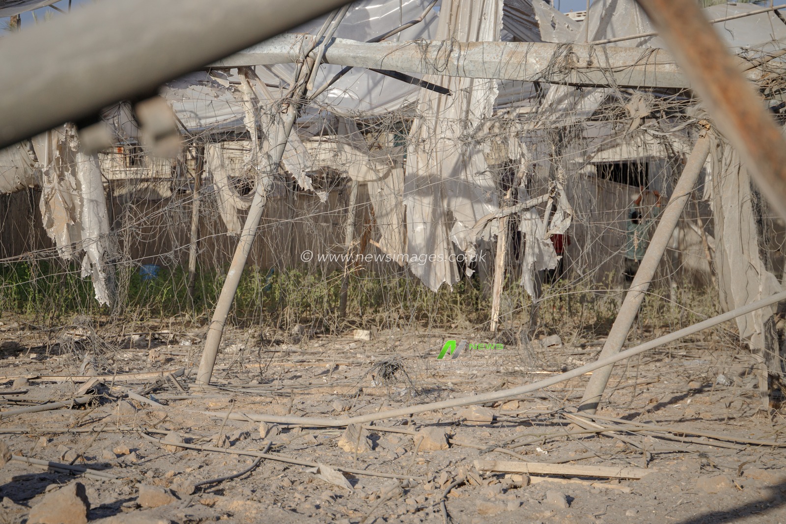 A child was killed and massive damage was caused when IDF warplanes targeted an IDP camp in the Mawasi Khan Younis area in the southern Gaza Strip last night.(Photo: Mohammed Skaik/News Images)