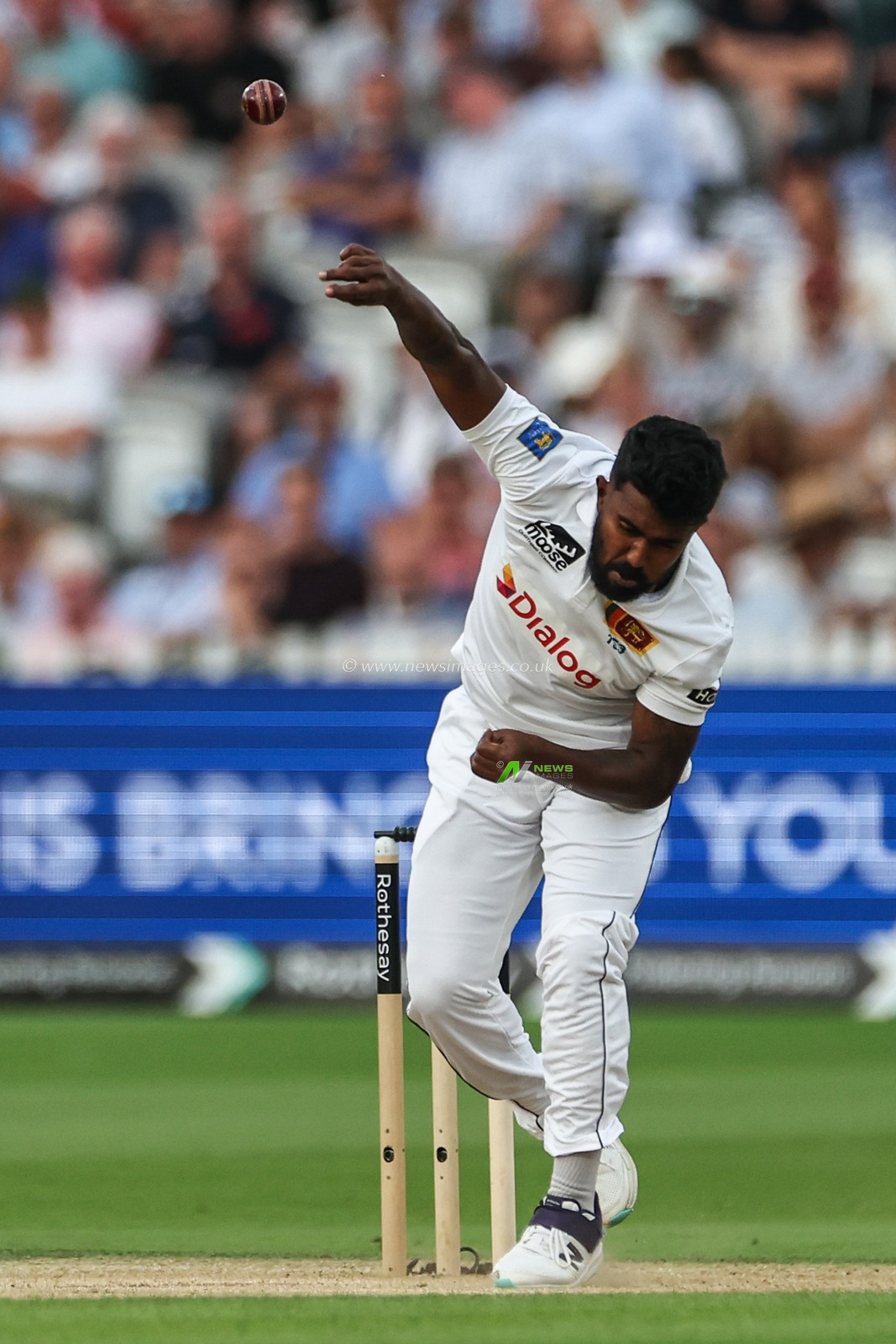 Asitha Fernando of Sri Lanka delivers the ball during the England v Sri Lanka 2nd Rothesay Test Match Day 2 at Lords, London, United Kingdom, 30th August 2024

(Photo by Mark Cosgrove/News Images)