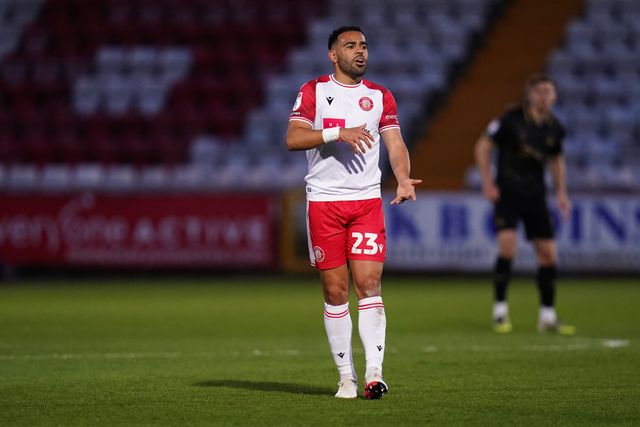 Louis Thompson of Stevenage during the Sky Bet League One match Stevenage vs Barnsley at Lamex Stadium, Stevenage, United Kingdom on 21st April 2026

(Photo by Harvey Murphy/News Images)