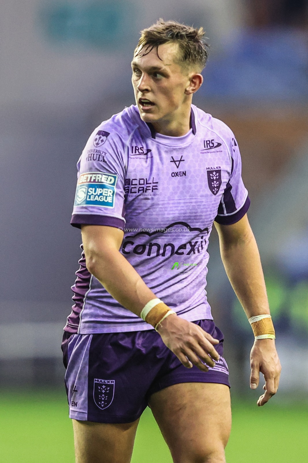 Jack Broadbent of Hull KR during the Betfred Super League round 22 match Wigan Warriors vs Hull KR at The Brick Community Stadium, Wigan, United Kingdom, 15th August 2025

(Photo by Alfie Cosgrove/News Images)