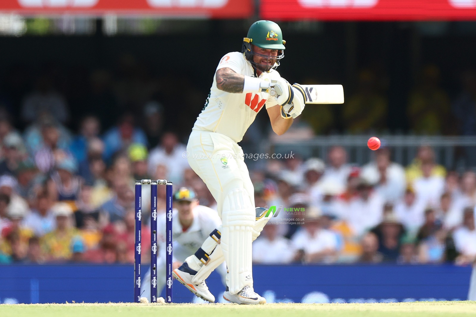 Jake Weatherald of Australia  bats during the NRMA Insurance Ashes Second Test Day 2 Australia vs England at The Gabba, Brisbane Cricket Ground, Brisbane, Australia, 5th December 2025

(Photo by Pat Hoelscher/News Images)

*** GER AUT SUI OUT ***