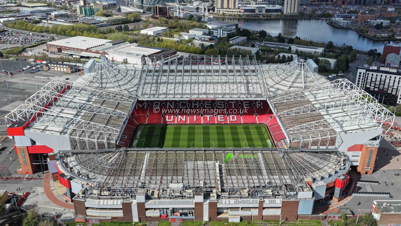 An aerial view of Old Trafford during the Premier League match Manchester United vs Leeds United at Old Trafford, Manchester, United Kingdom on 13 April 2026

(Photo by Mark Cosgrove/News Images)