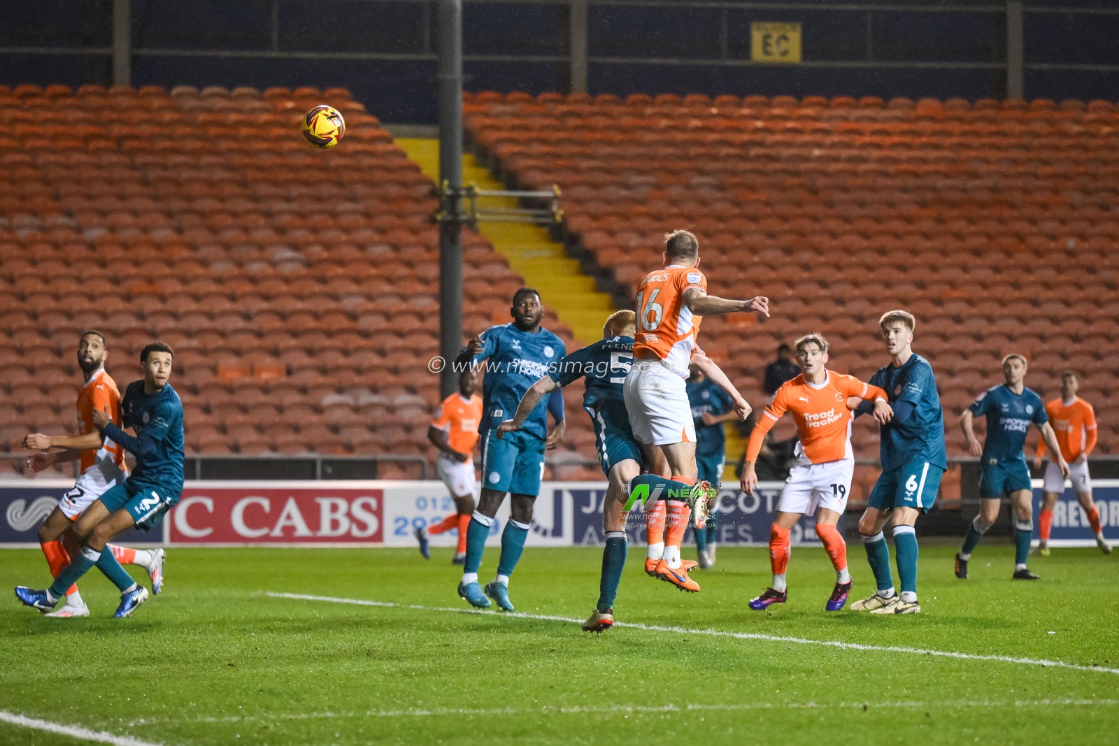 Jordan Rhodes of Blackpool heads on goal during the Sky Bet League 1 match Blackpool vs Shrewsbury Town at Bloomfield Road, Blackpool, United Kingdom, 1st January 2025

(Photo by Craig Thomas/News Images)