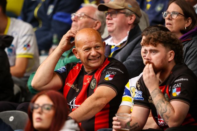 Warrington fans during the Betfred Super League round 25 match Hull FC vs Warrington Wolves at MKM Stadium, Hull, United Kingdom on 29 August 2026

(Photo by Alfie Cosgrove/News Images)