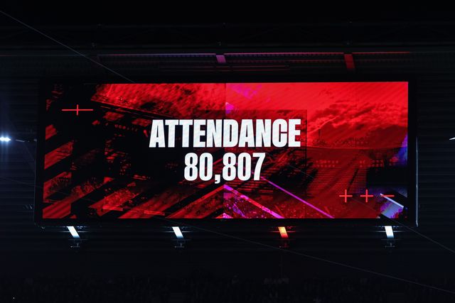 Todays attendance 80,807 during the Quilter Nations Series 2025 match England vs Argentina at Allianz Stadium, Twickenham, United Kingdom, 23rd November 2025

(Photo by Mark Cosgrove/News Images)

*** GER AUT SUI OUT ***