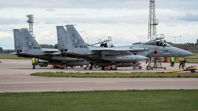 The Japan Air Self-Defense Force McDonnell Douglas F-15’s lands as JASDF successfully competes the first fighter aircraft deployment to Europe in its 71-year history, as they join the United Kingdom’s Royal Air Force as they arrive at RAF Coningsby as part of the "Atlantic Eagles" mission. This landmark achievement strengthens defence cooperation between the United Kingdom and Japan whilst demonstrating the interconnected nature of global security at RAF Coningsby, Coningsby, United Kingdom, 22nd September 2025

(Photo by Kurt Fairhurst/News Images)