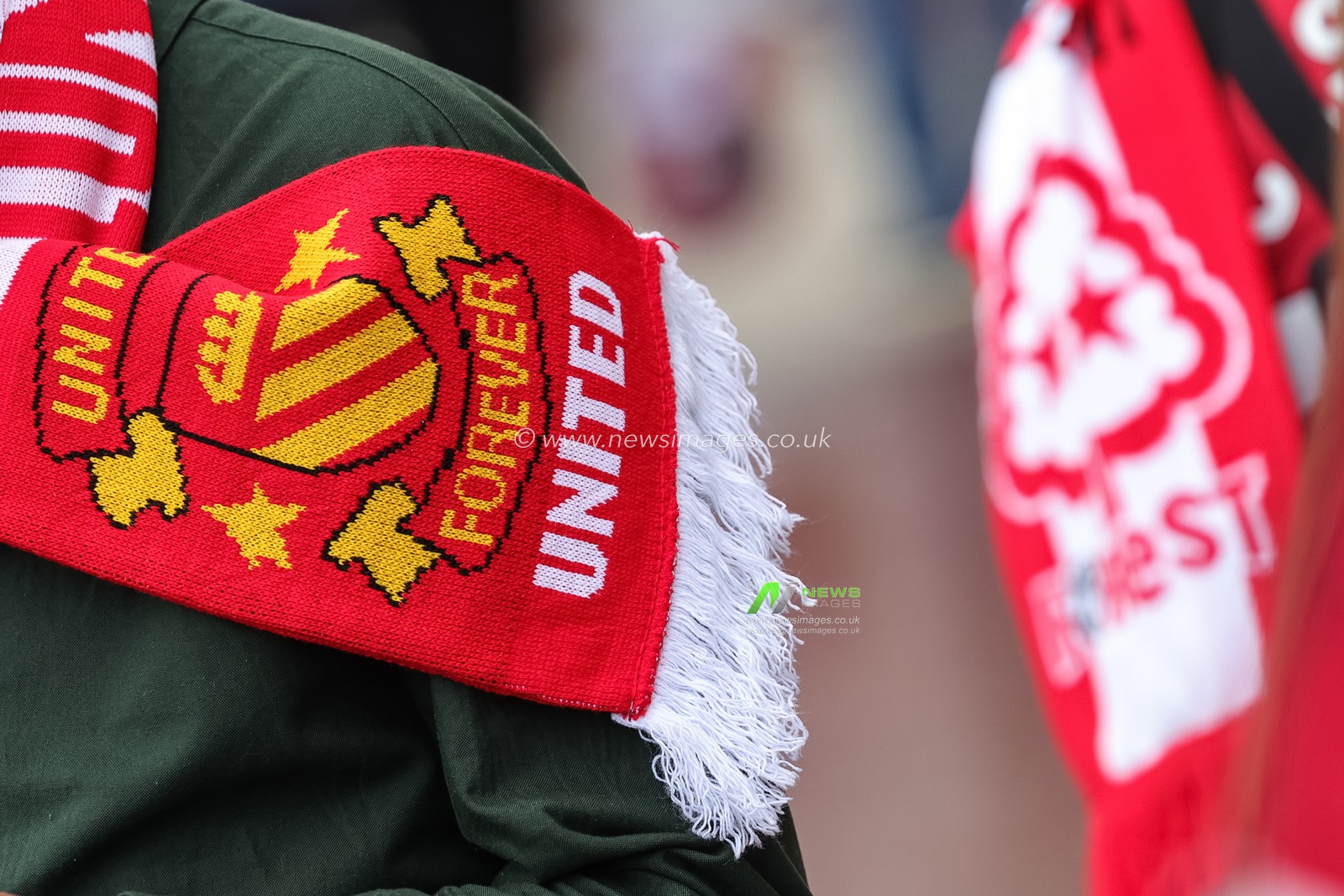 A United Forever scarf during the Premier League match Manchester United vs Nottingham Forest at Old Trafford, Manchester, United Kingdom on 17 May 2026

(Photo by Mark Cosgrove/News Images)