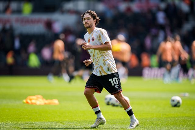 Callum O'Hare of Sheffield United in the pregame warmup session  during the Sky Bet Championship match Derby County vs Sheffield United at Pride Park Stadium, Derby, United Kingdom on 02 May 2026

(Photo by Maynard Manyowa/News Images)