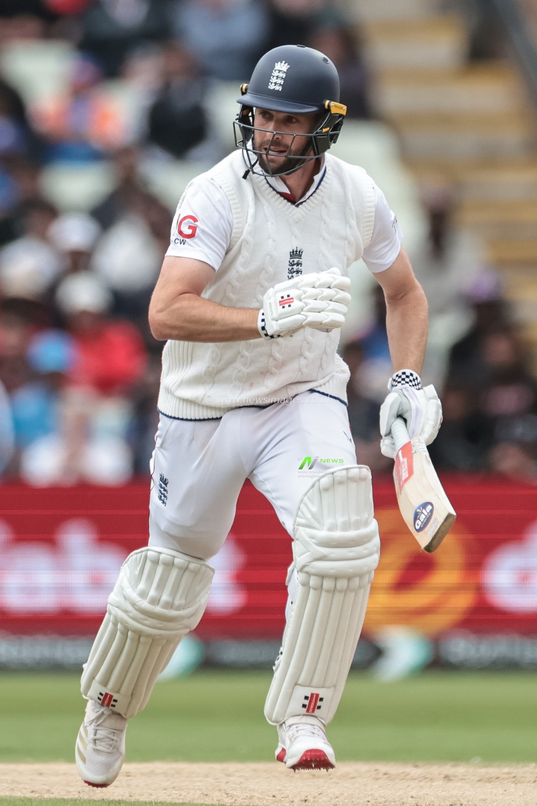 Chris Woakes of England makes one run during the 2nd Rothesay Test Match day 5 England v India at Edgbaston, Birmingham, United Kingdom, 6th July 2025

(Photo by Mark Cosgrove/News Images)