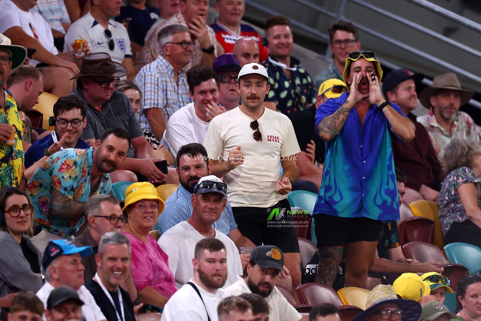 Fans react during Day 3 of the Second Test in the NRMA Insurance Ashes Series Australia vs England at The Gabba, Brisbane Cricket Ground, Brisbane, Australia, 6th December 2025

(Photo by Patrick Hoelscher/News Images)

*** GER AUT SUI OUT ***