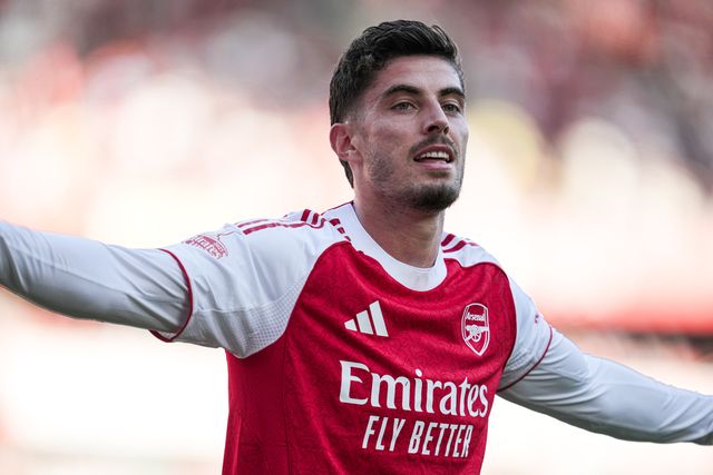 Kai Havertz of Arsenal celebrates goal during the Pre-season friendly match Arsenal vs Athletic Bilbao at Emirates Stadium, London, United Kingdom, 9th August 2025

(Photo by Harvey Murphy/News Images)