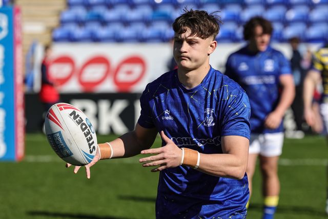 Lachlan Webster of Warrington Wolves in the pre-game warm up during the Betfred Challenge Cup round 4 match Goole Vikings vs Warrington Wolves at The Halliwell Jones Stadium, Warrington, United Kingdom on 14 March 2026

(Photo by Mark Cosgrove/News Images)
