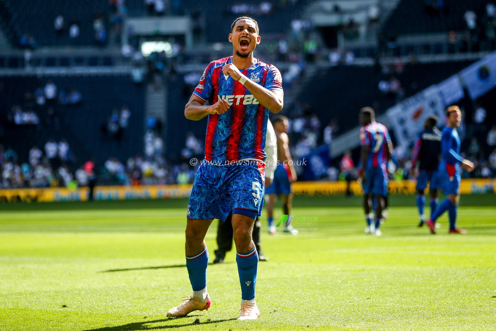 Maxence Lacroix of Crystal Palace celebrates after the teams victory following the Premier League match Tottenham Hotspur vs Crystal Palace at Tottenham Hotspur Stadium, London, United Kingdom, 11th May 2025

(Photo by Izzy Poles/News Images)