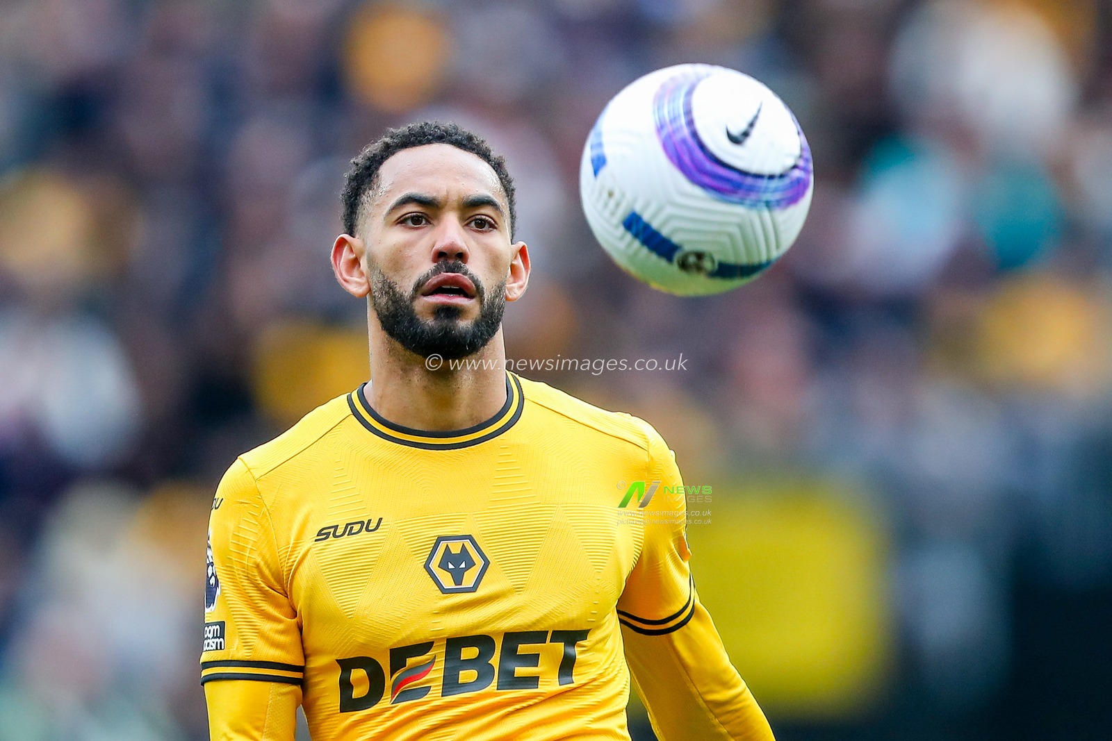 Matheus Cunha of Wolverhampton Wanderers in action during the Premier League match Wolverhampton Wanderers vs Tottenham Hotspur at Molineux, Wolverhampton, United Kingdom, 13th April 2025

(Photo by Gareth Evans/News Images)