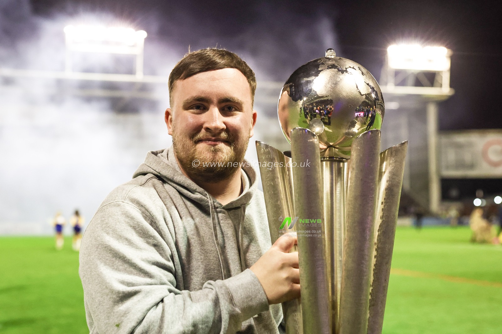 Luke Littler with the Sid Waddell Trophy during the Betfred Super League Round 2 match Warrington Wolves vs Catalans Dragons at Luke Littler Stadium, Warrington, United Kingdom, 21st February 2025

(Photo by Mark Cosgrove/News Images)