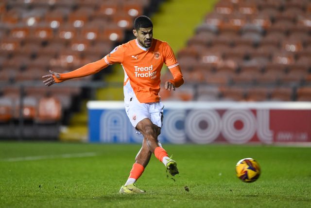 Ashley Fletcher of Blackpool takes a penalty during the Vertu Trophy match Blackpool vs Aston Villa U21 at Bloomfield Road, Blackpool, United Kingdom, 17th December 2024

(Photo by Craig Thomas/News Images)