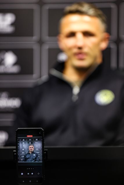 Sam Burgess manager of Warrington Wolves speaks in the post match press conference during the Betfred Super League round 25 match Hull FC vs Warrington Wolves at MKM Stadium, Hull, United Kingdom on 29 August 2026

(Photo by Alfie Cosgrove/News Images)