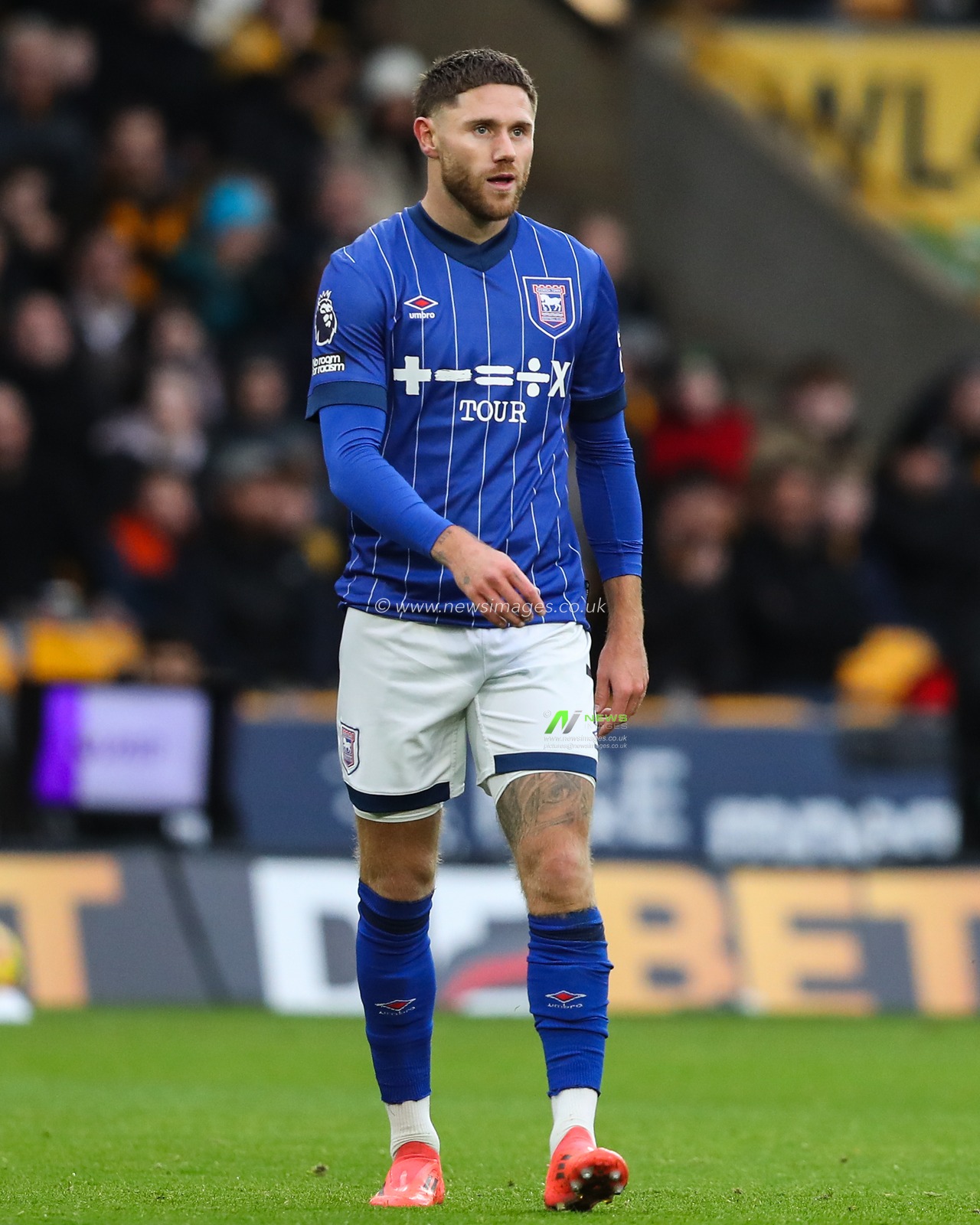 Wes Burns of Ipswich Town during the Premier League match Wolverhampton Wanderers vs Ipswich Town at Molineux, Wolverhampton, United Kingdom, 14th December 2024

(Photo by Gareth Evans/News Images)
