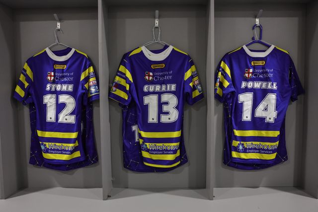 Shirt backs of Sam Stone, Ben Currie and Sam Powell of Warrington Wolves during the Betfred Super League Round 4 match York Knights vs Warrington Wolves at LNER Community Stadium, York, United Kingdom on 06 March 2026

(Photo by Mark Cosgrove/News Images)