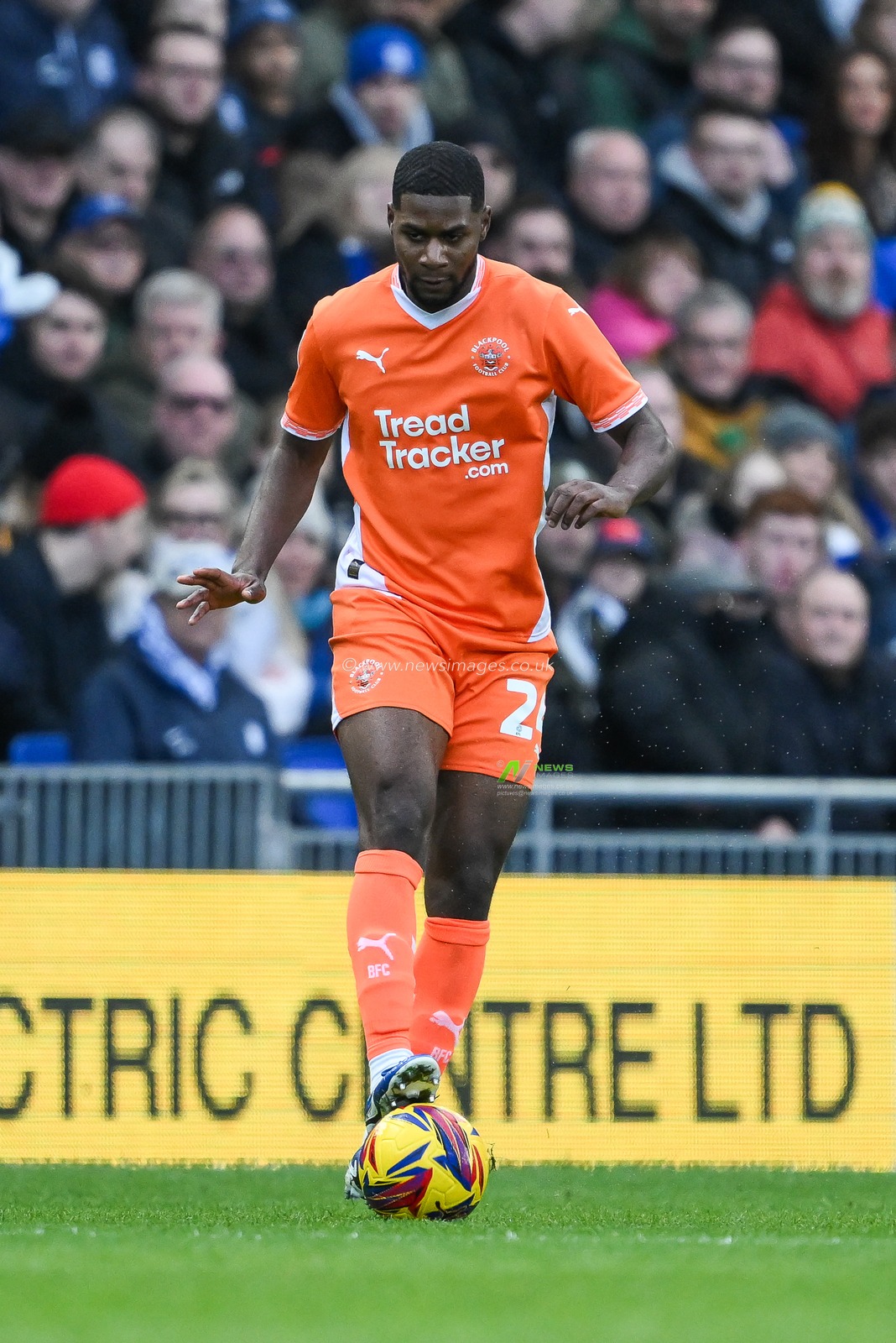 Odeluga Offiah of Blackpool in action during the Sky Bet League 1 match Birmingham City vs Blackpool at St. Andrew's @ Knighthead Park, Birmingham, United Kingdom, 29th December 2024

(Photo by Craig Thomas/News Images)