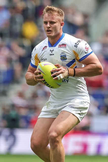 Cooper Jenkins of Leeds Rhinos receives the ball during the Betfred Super League Magic Weekend match Leeds Rhinos vs Bradford Bulls at Hill Dickinson Stadium, Liverpool, United Kingdom on 05 July 2026

(Photo by Mark Cosgrove/News Images)