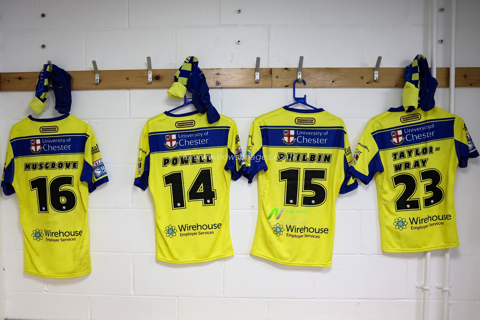 Match shirst of Zane Musgrove of Warrington Wolves Sam Powell of Warrington Wolves Joe Philbin of Warrington Wolves and Cai Taylor-Wray of Warrington Wolvesduring the Betfred Super League Round 1 match Huddersfield Giants vs Warrington Wolves at John Smith's Stadium, Huddersfield, United Kingdom, 16th February 2025

(Photo by Mark Cosgrove/News Images)