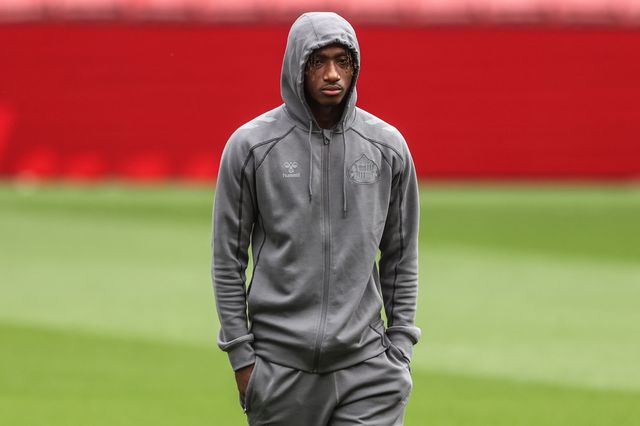 Romaine Mundle of Sunderland arrives during the Premier League match Sunderland vs Fulham at Stadium Of Light, Sunderland, United Kingdom on 30 August 2026

(Photo by Alfie Cosgrove/News Images)