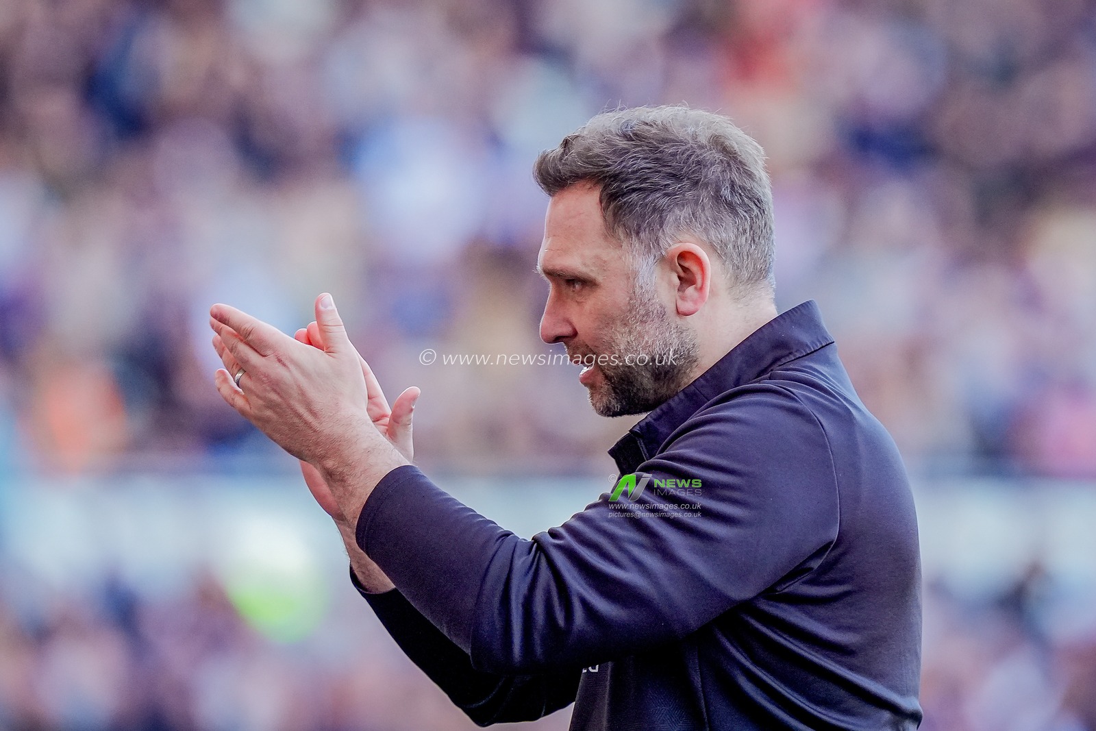 John Eustace manager of Derby County gives his team instructions during the Sky Bet Championship match Derby County vs Stoke City at Pride Park Stadium, Derby, United Kingdom on 06 April 2026

(Photo by Maynard Manyowa/News Images)