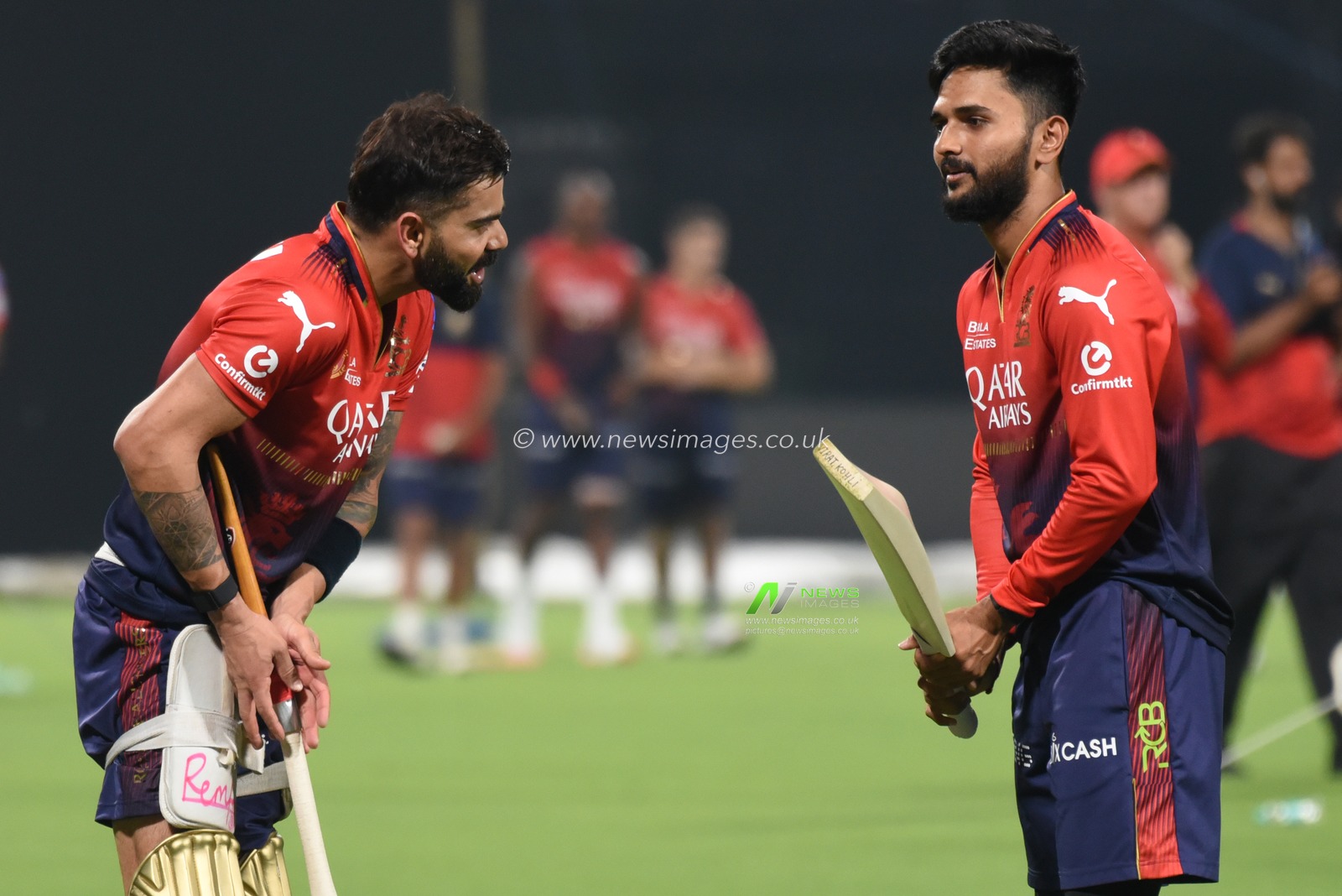 Virat Kohli ,Left and Rajat Patidar of Royal Challengers Bengaluru attends a training session during the Indian Premier League (IPL) 2025 cricket tournament opening match between Kolkata Knight Riders and Royal Challengers Bengaluru at the Eden Garden Cricket Stadium in Kolkata, India, on March 20, 2025 .Pictures by Debajyoti Chakraborty.(Photo: Debajyoti Chakraborty/News Images)