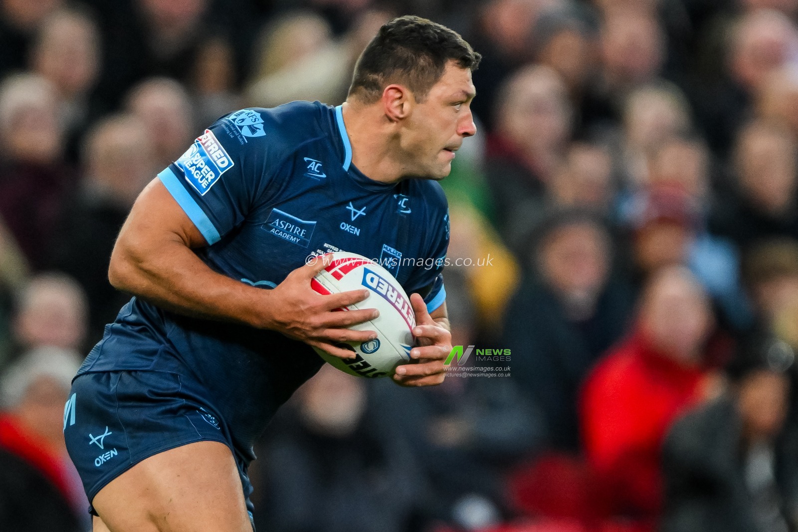 Ryan Hall of Hull KR runs with the ball during the Betfred Super League Grand Final match Wigan Warriors vs Hull KR at Old Trafford, Manchester, United Kingdom, 12th October 2024

(Photo by Craig Thomas/News Images)