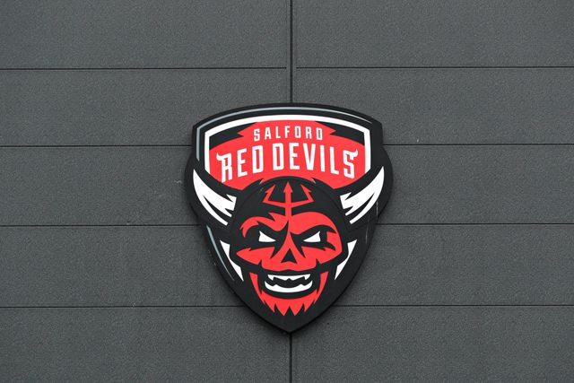 The Salford Red Devils badge before the Betfred Super League round 17 match Salford Red Devils vs Warrington Wolves at Salford Community Stadium, Eccles, United Kingdom, 4th July 2025

(Photo by Sam Eaden/News Images)