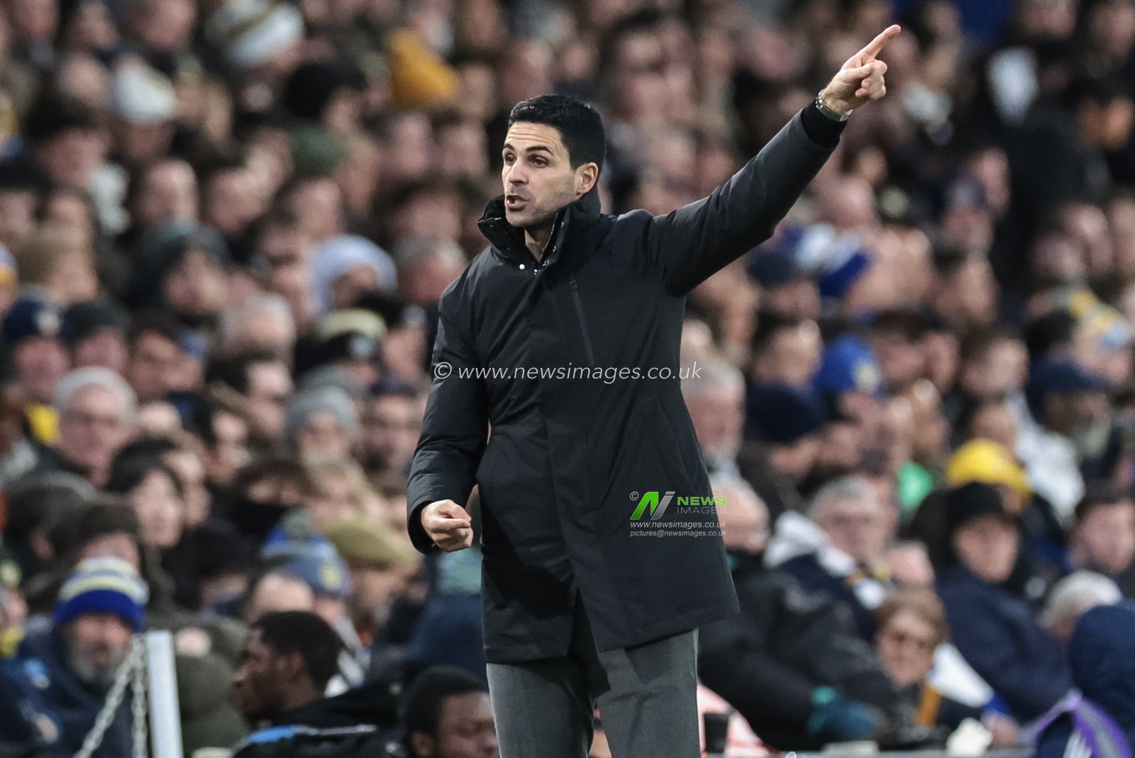 Mikel Arteta manager of Arsenal reacts in the technical area during the Premier League match Leeds United vs Arsenal at Elland Road, Leeds, United Kingdom, 31st January 2026

(Photo by Mark Cosgrove/News Images)
