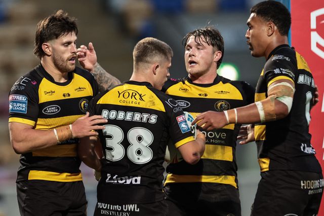 Will Roberts of York Knights runs in a 60 yards solo try during the Betfred Super League round 12 match York Knights vs Catalans Dragons at LNER Community Stadium, York, United Kingdom on 23 May 2026

(Photo by Mark Cosgrove/News Images)