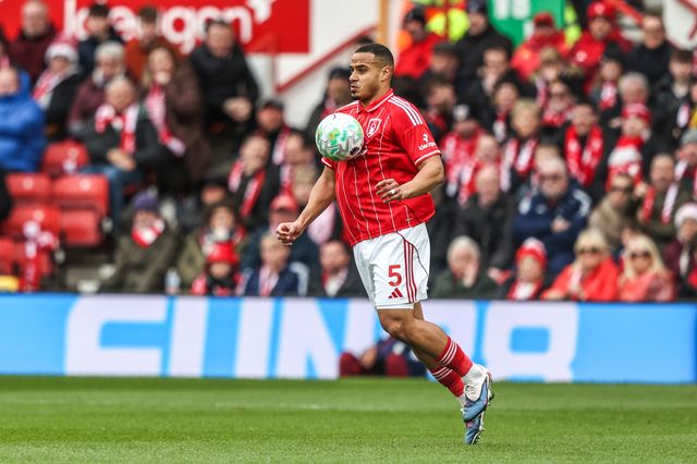 Murillo of Nottingham Forest controls the ball during the Premier League match Nottingham Forest vs Fulham at City Ground, Nottingham, United Kingdom on 15 March 2026

(Photo by Alfie Cosgrove/News Images)