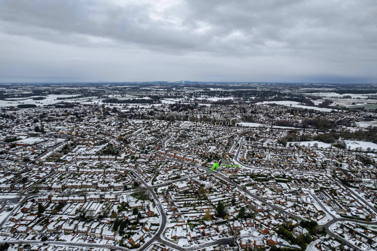 Aerial views of Newport, Shropshire, after Storm Goretti caused disruption across the area, Newport, Telford and Wrekin, United Kingdom, January 9, 2026.

(Photo by Euan Manning/News Images)

*** GER AUT SUI OUT ***