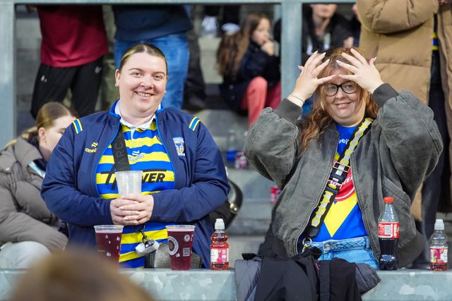 Warrington fans at half time during the Betfred Super League round 14 match St Helens vs Warrington Wolves at The BrewDog Stadium, St Helens, United Kingdom on 11 June 2026

(Photo by Maynard Manyowa/News Images)