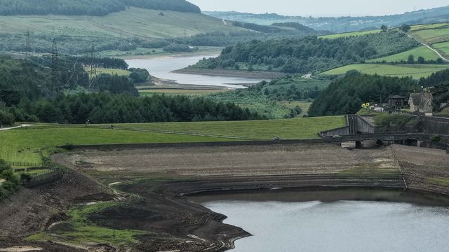 Woodhead Reservoir walter levels drop to one of the lowest points in recent times as grass and other plants start to grow on the Reservoir silt bed at Woodhead, Glossop, United Kingdom, 31st July 2025

(Photo by Mark Cosgrove/News Images)
