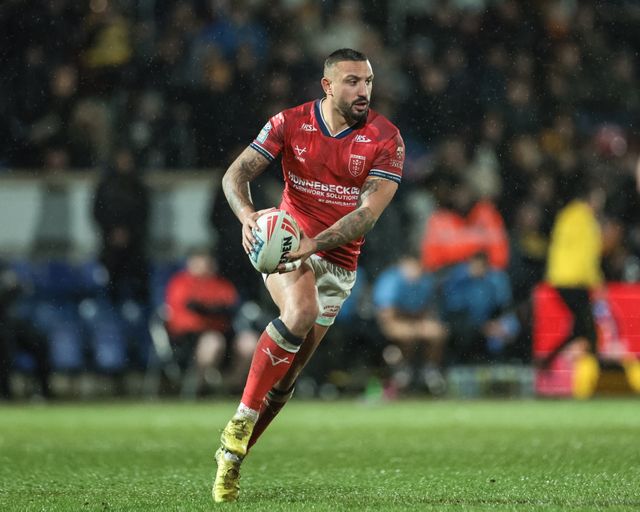 Elliot Minchella of Hull KR with the ball during the Betfred Super League Round 1 match York Knights vs Hull KR at LNER Community Stadium, Lincoln, United Kingdom on 12 February 2026

(Photo by Mark Cosgrove/News Images)