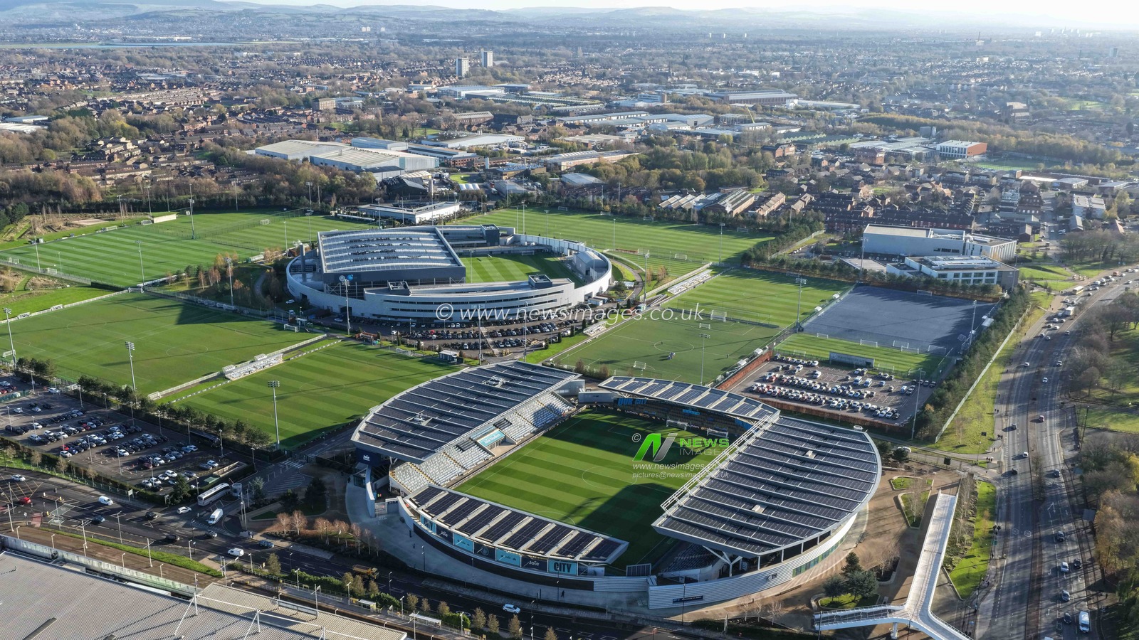The Etihad Campus and the Joie Stadium, Manchester City’s training facility during the UEFA Champions League Matchday 5 of 8 Manchester City v Bayer 04 Leverkusen at City of Manchester Stadium, Manchester, United Kingdom, 25th November 2025

(Photo by Mark Cosgrove/News Images)

*** GER AUT SUI OUT ***