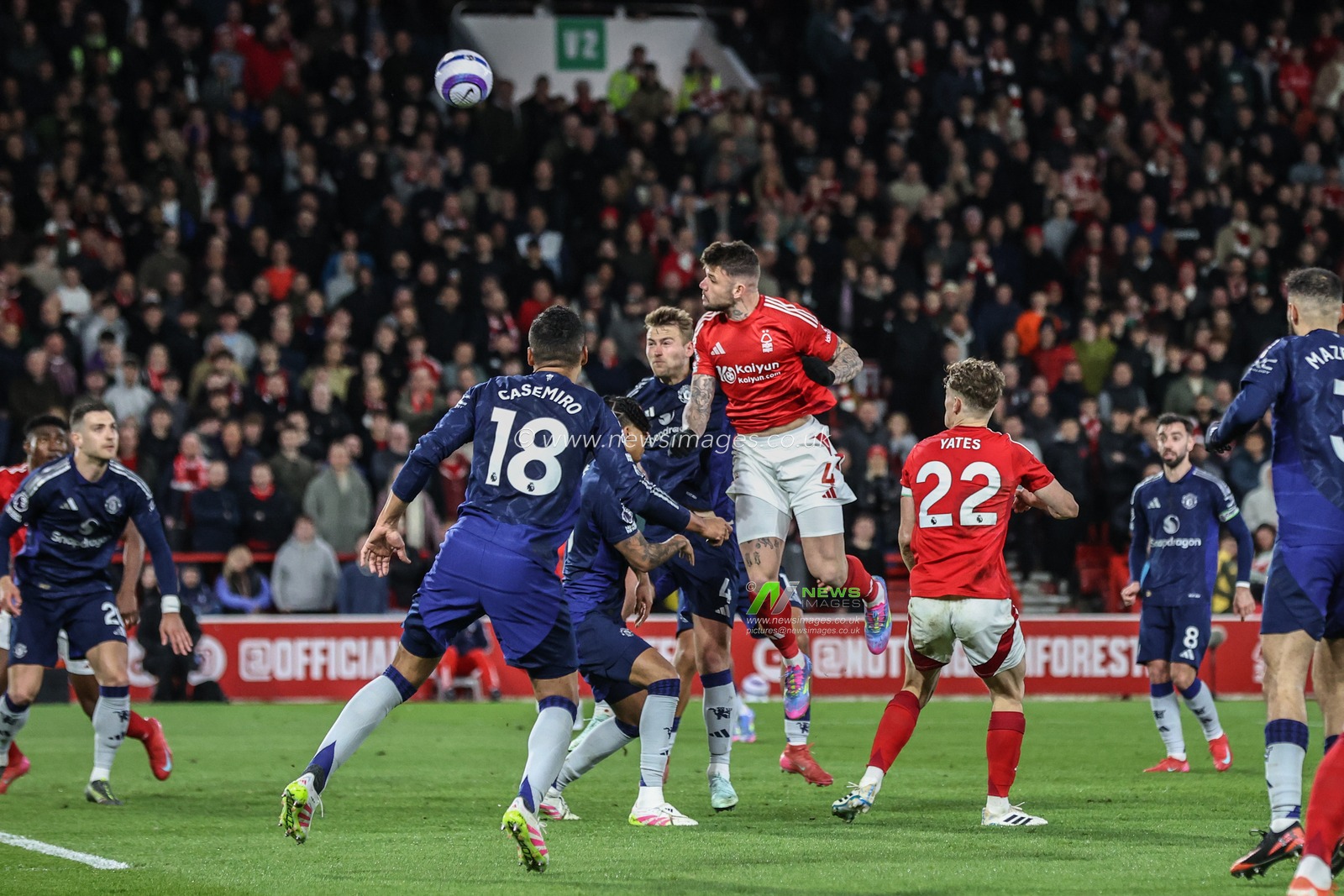 Morato of Nottingham Forest heads on goal during the Premier League match Nottingham Forest vs Manchester United at City Ground, Nottingham, United Kingdom, 1st April 2025

(Photo by Alfie Cosgrove/News Images)