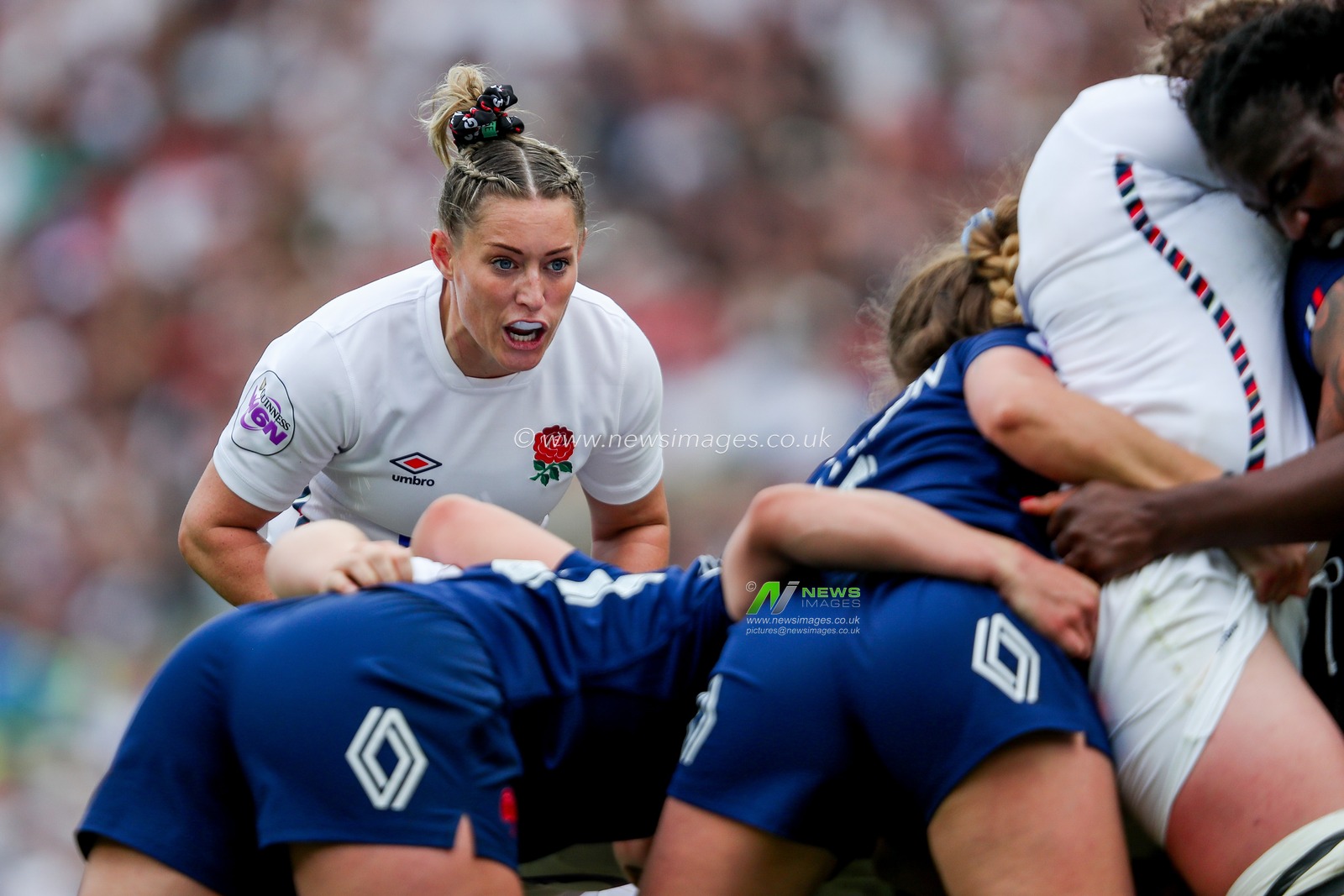Natasha Hunt of England Women reacts during the 2025 Guinness Womenâ€™s Six Nations match England vs France at Allianz Stadium, Twickenham, United Kingdom, 26th April 2025

(Photo by Izzy Poles/News Images)