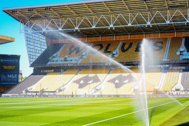A general view of the sprinklers on during the Premier League match Wolverhampton Wanderers vs Tottenham Hotspur at Molineux, Wolverhampton, United Kingdom on 25 April 2026

(Photo by Maynard Manyowa/News Images)